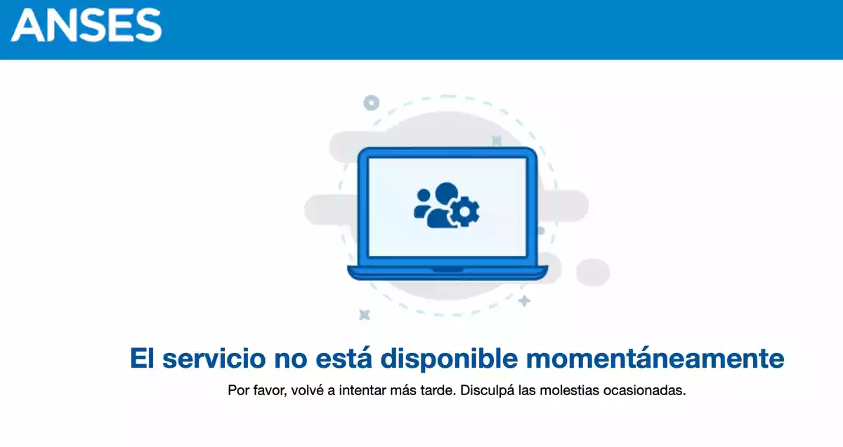 Servicio no disponible ANSES. Cartel